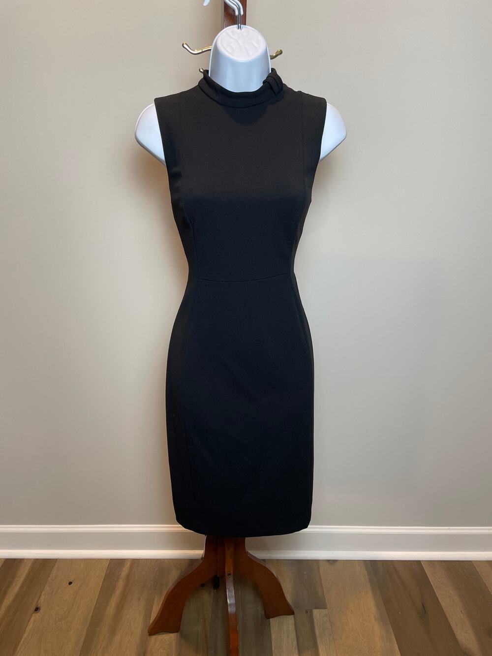 Calvin Klein Black Mock‑Neck Sheath Dress Size 6 Career Wear